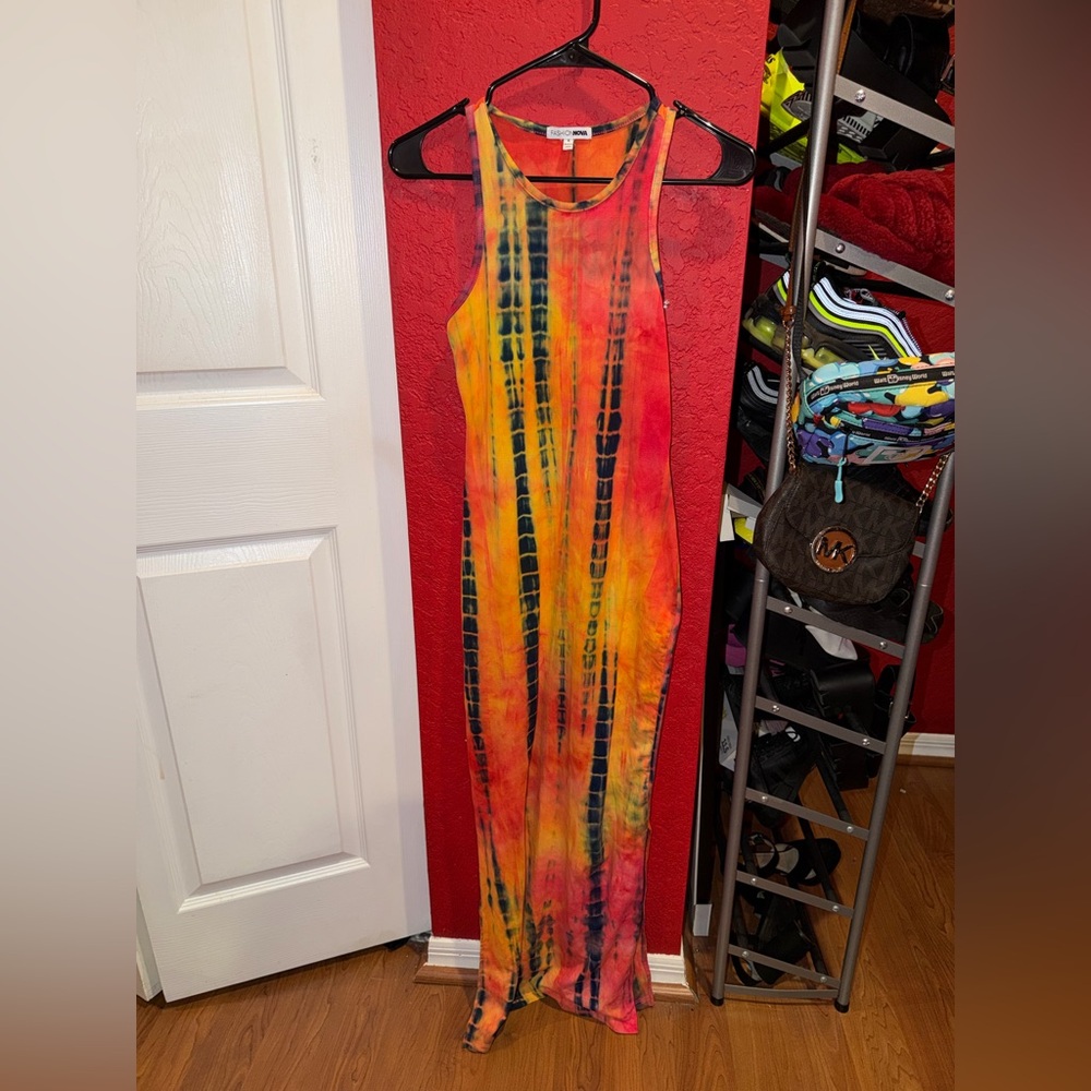 Fashion Nova Multicolor Tie-Dye Maxi Dress
